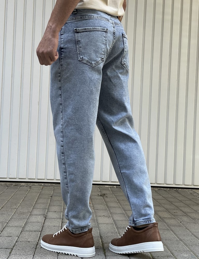 Ανδρικό ανοιχτό χλώριο Loose τζιν ελαστικό πεντάτσεπο με φερμουάρ 8304G φωτογραφία